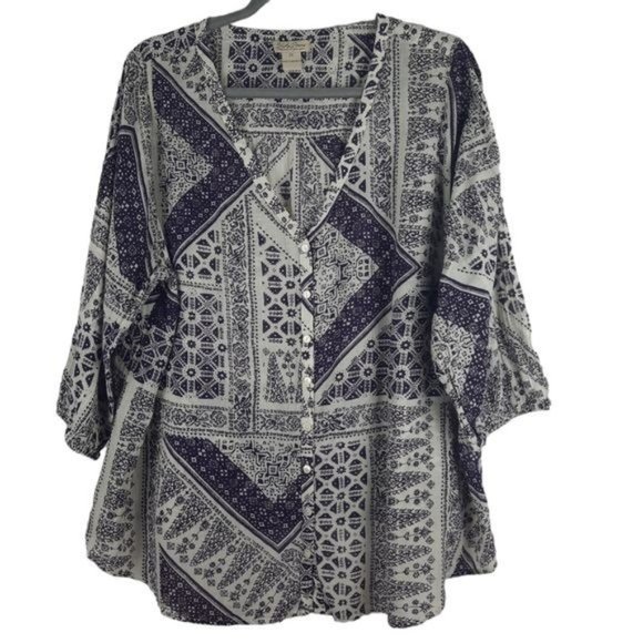 Lucky Brand Candice Bandana Shirt Top - Picture 4 of 12